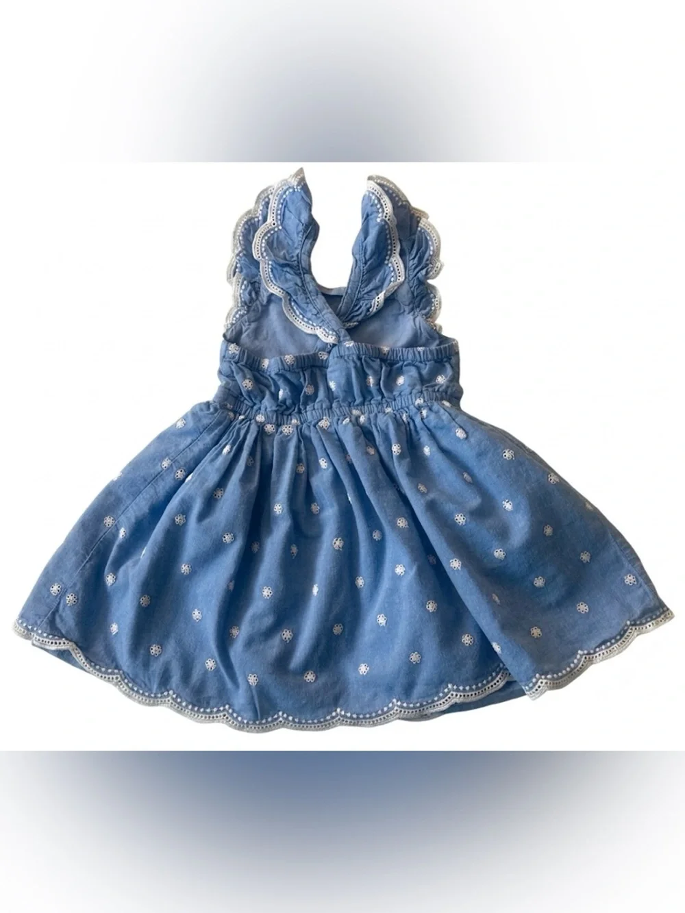 Cat & Jack girl’s Light Blue Embroidered Ruffle Strap Dress. Size 3T.